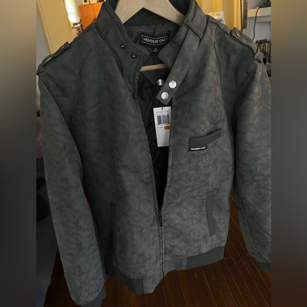 Members Only Faux Suede Iconic Racer Jacket small